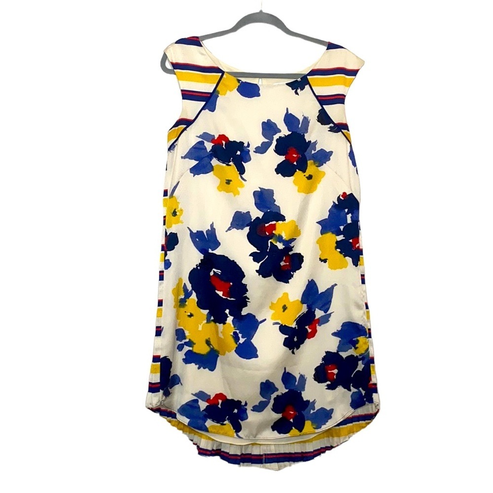 Jessica Simpson White Floral Sleeveless Mini Dress with Blue and Yellow Blooms